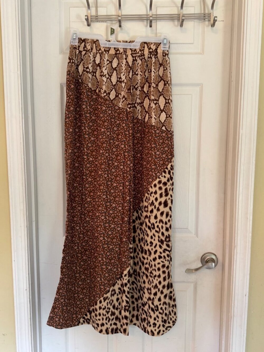 Oddi Patchwork Wide Leg Pants Snakeskin Floral Leopard Prints Pull On Stretchy W - Picture 8 of 11